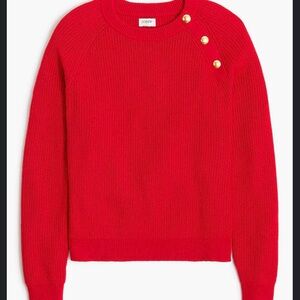 J Crew Red Sweater with Gold Button Accents